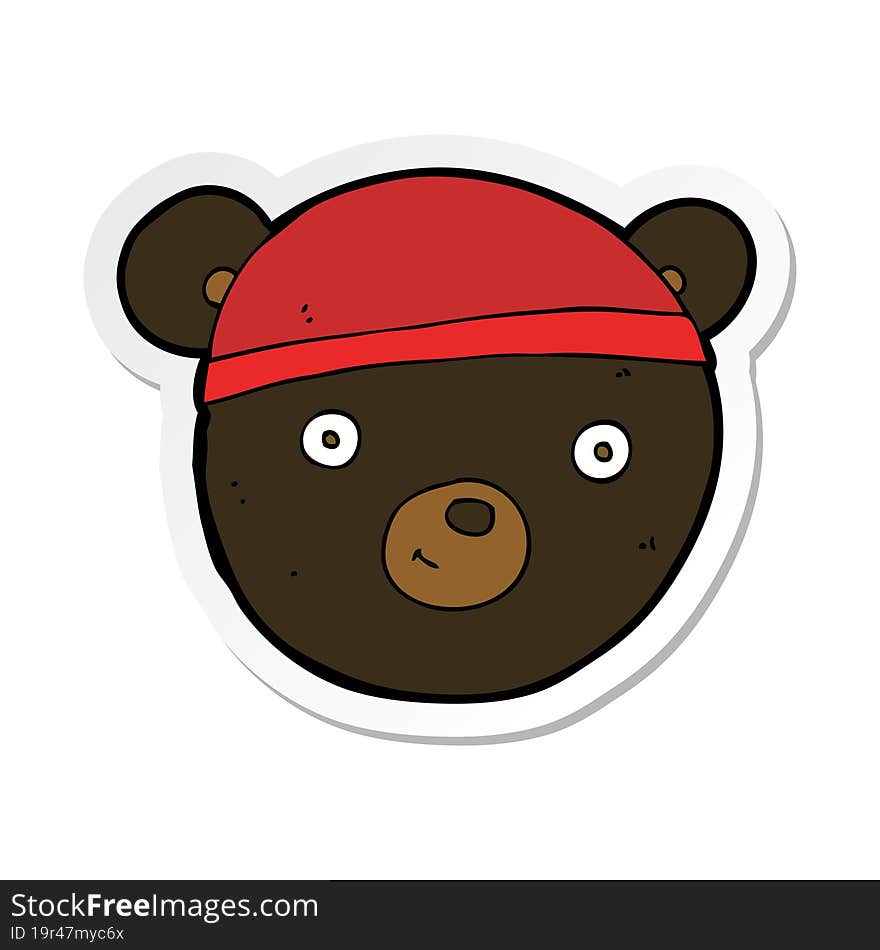 Sticker Of A Cartoon Black Bear Face