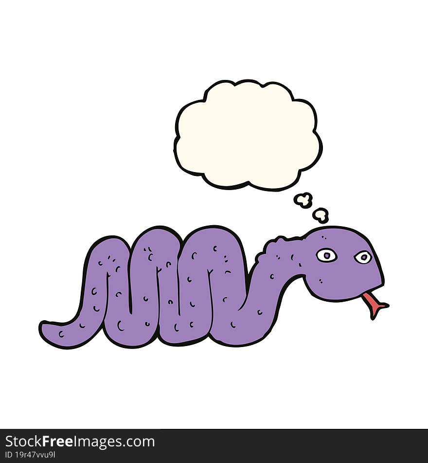 funny cartoon snake with thought bubble