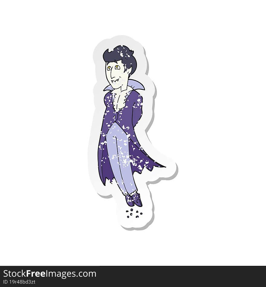 Retro Distressed Sticker Of A Cartoon Vampire