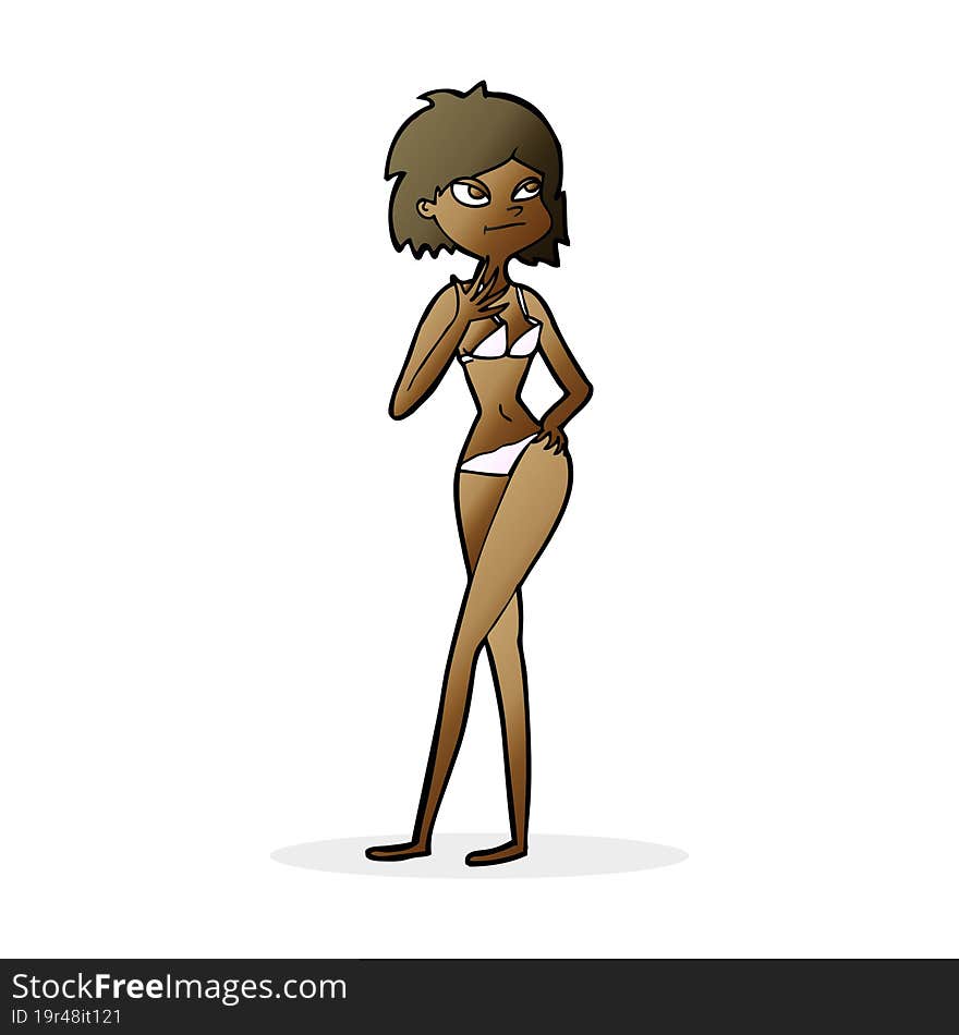 cartoon woman in bikini