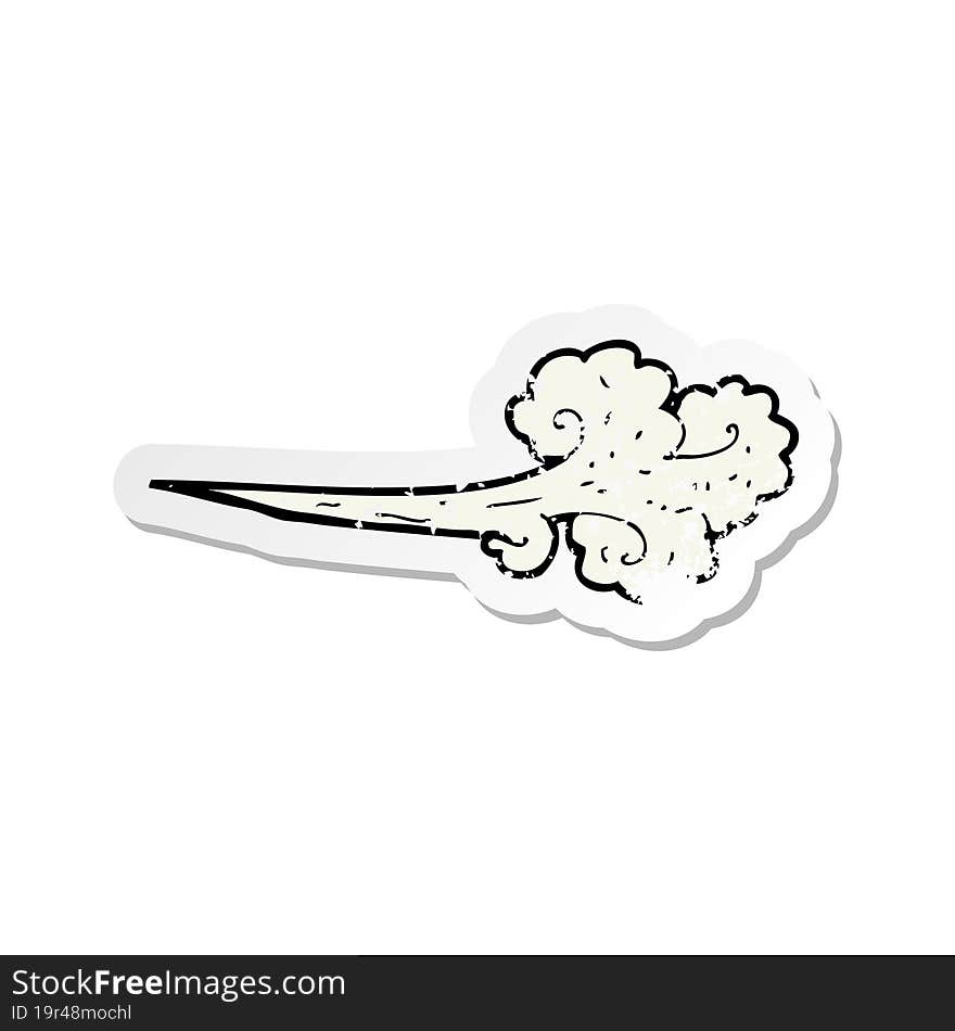 retro distressed sticker of a cartoon gust of wind