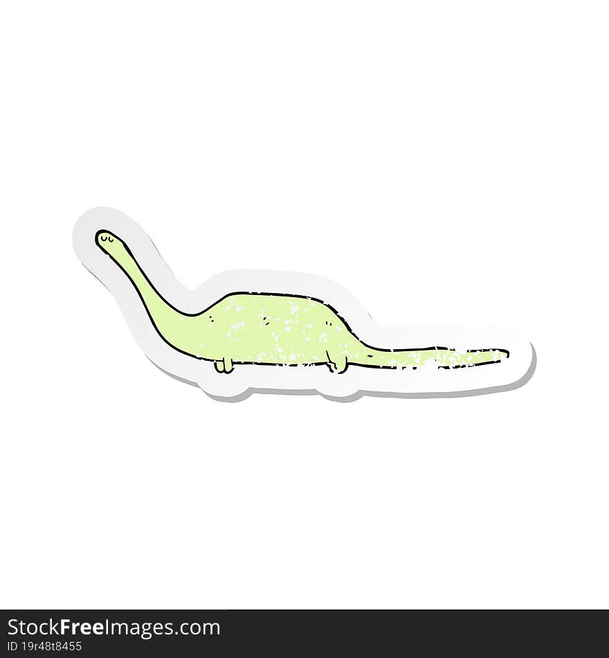 retro distressed sticker of a cartoon dinosaur