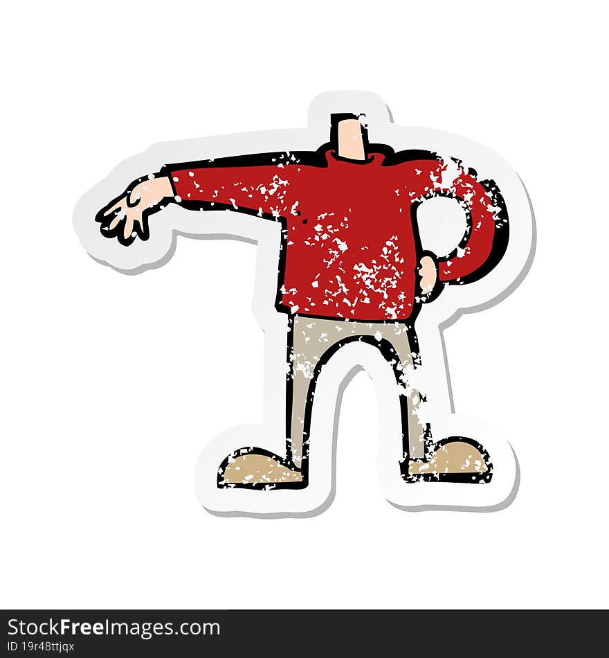 Retro Distressed Sticker Of A Cartoon Male Boy Making Gesture