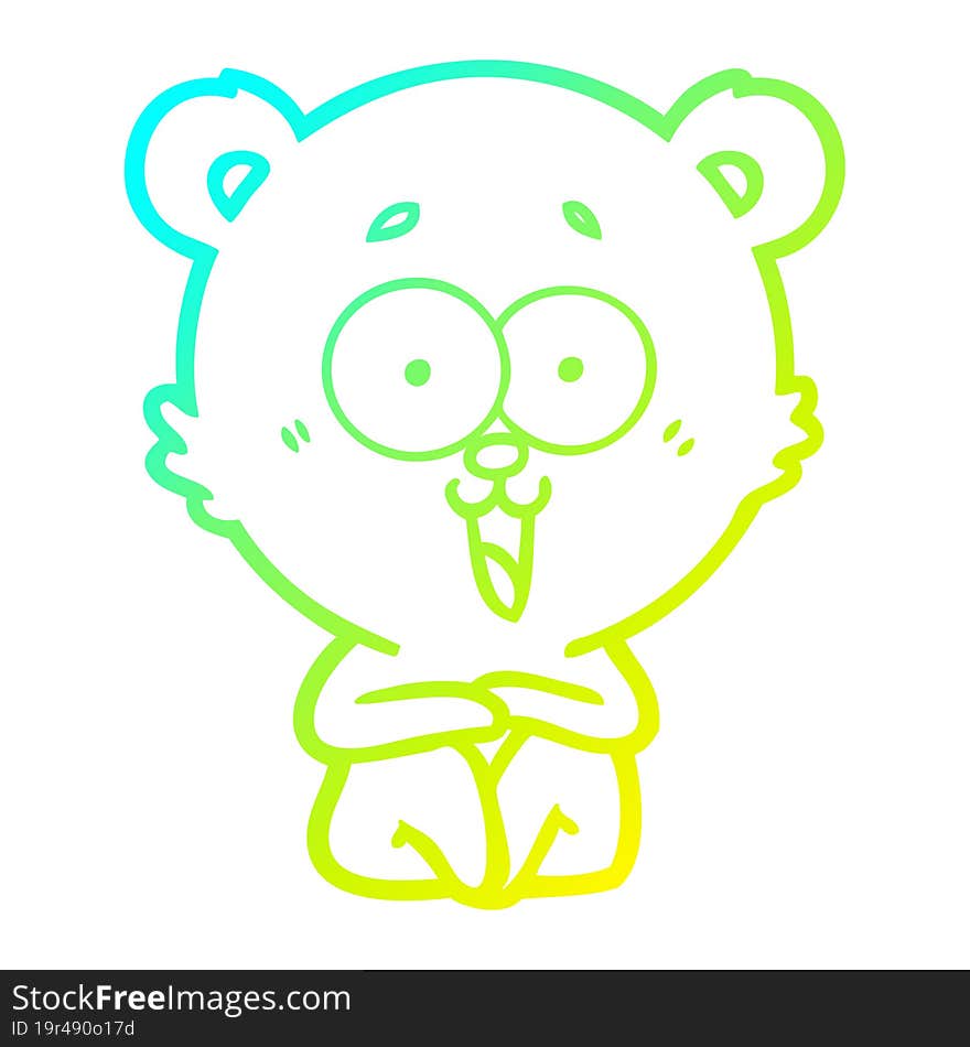 Cold Gradient Line Drawing Laughing Teddy  Bear Cartoon