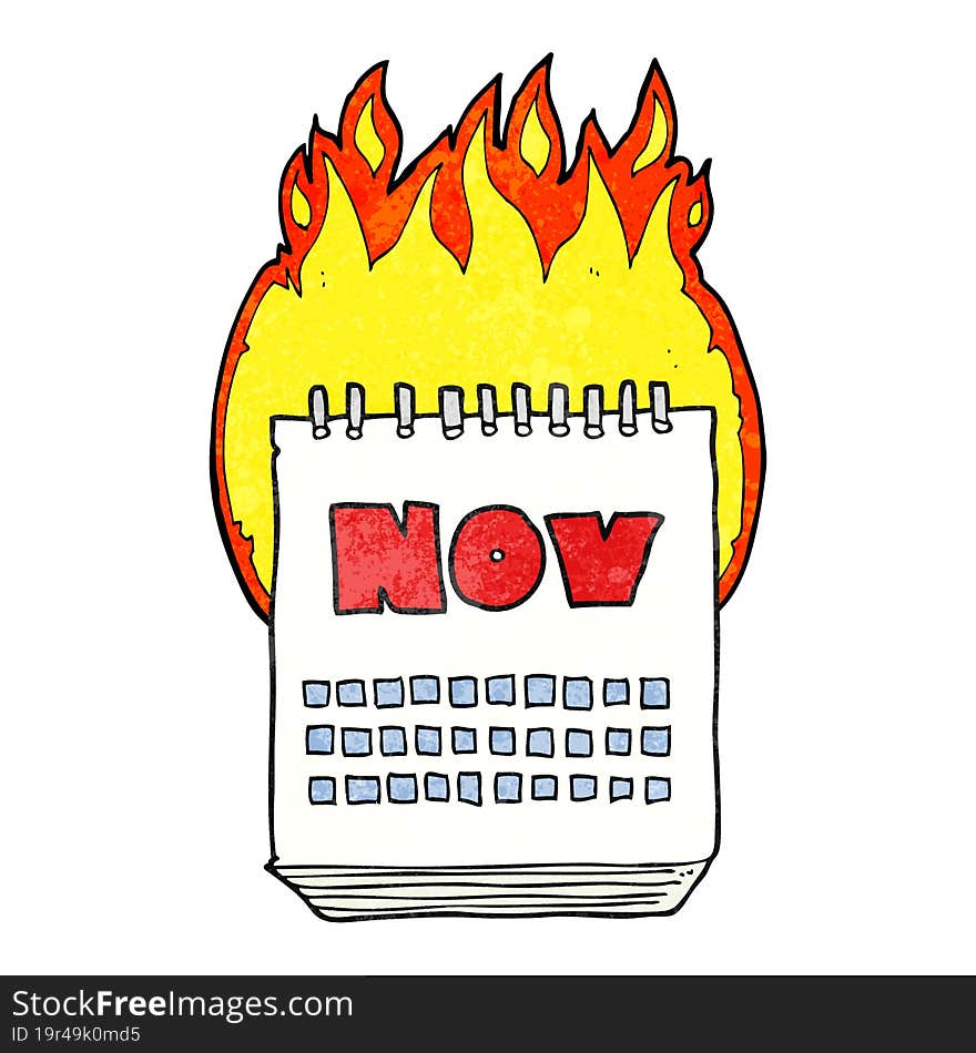 textured cartoon calendar showing month of November