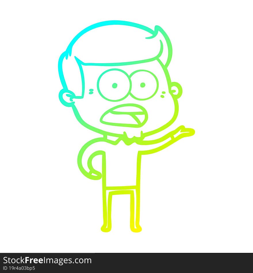 cold gradient line drawing cartoon shocked man