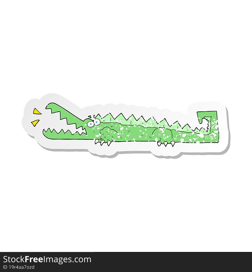 retro distressed sticker of a cartoon crocodile