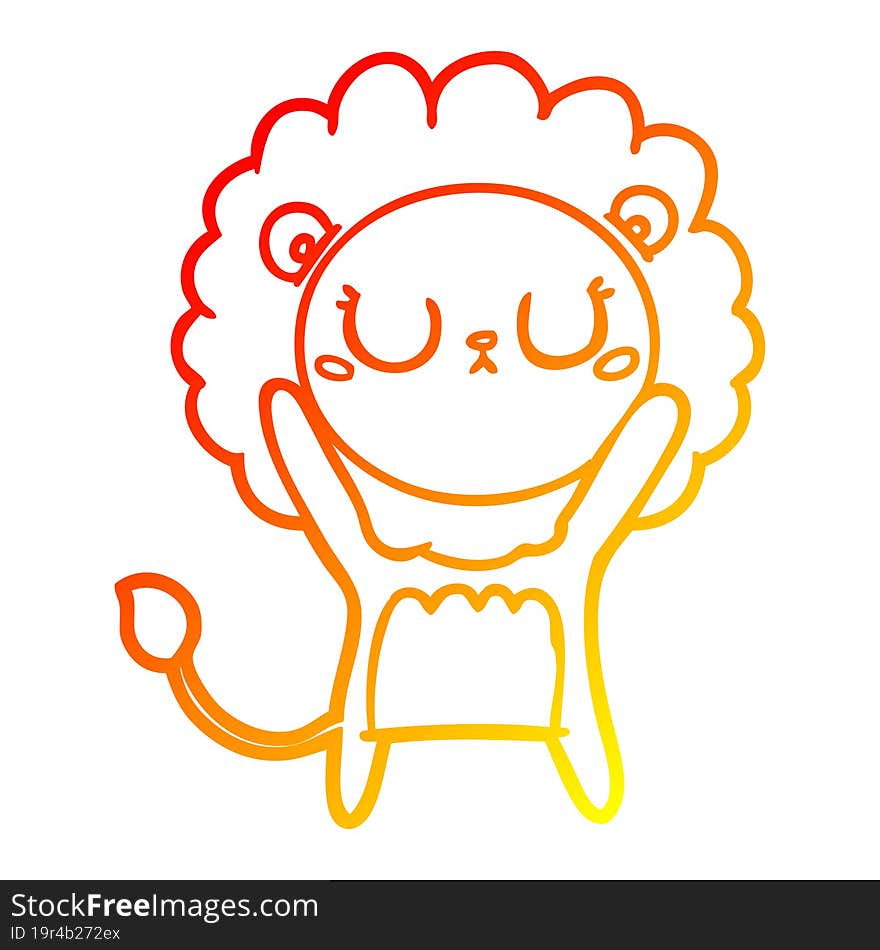 warm gradient line drawing of a cartoon lion