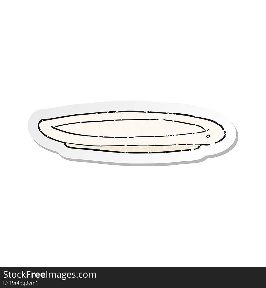 retro distressed sticker of a cartoon empty plate