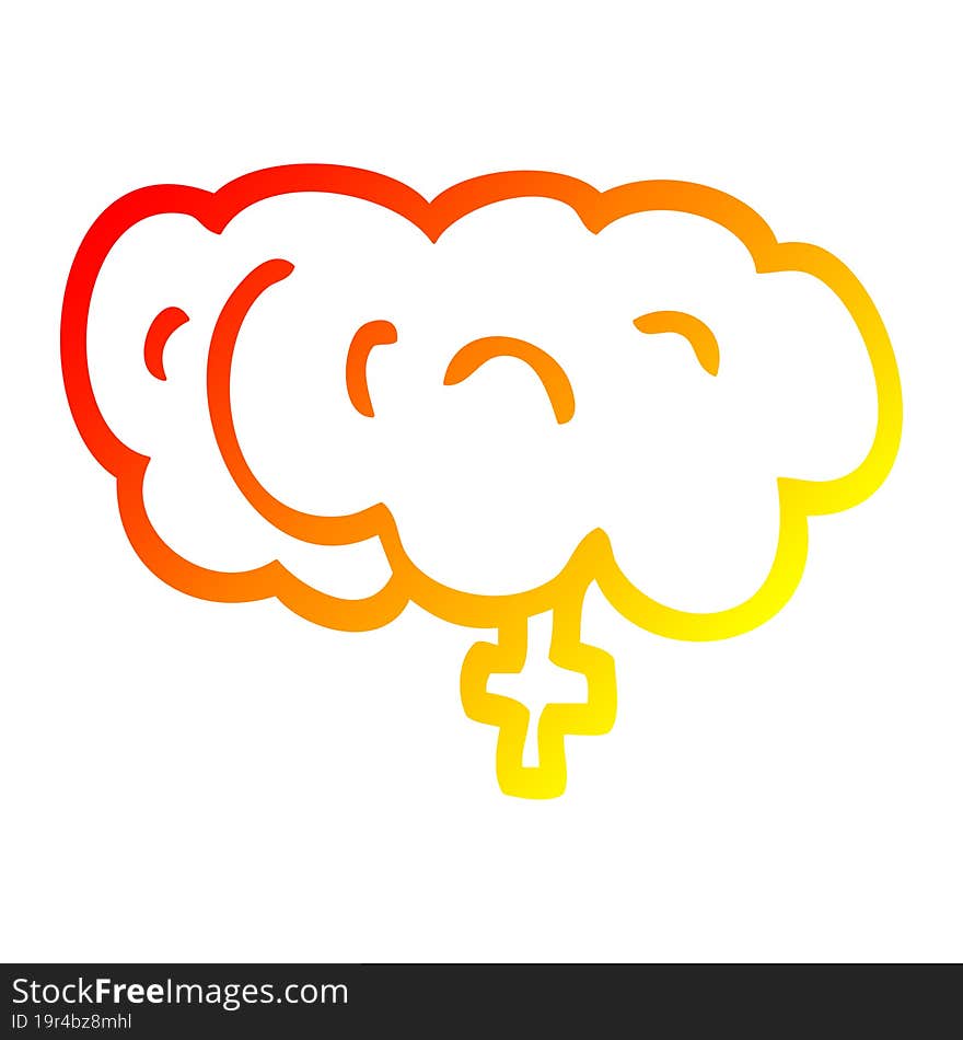 warm gradient line drawing cartoon zombie brain