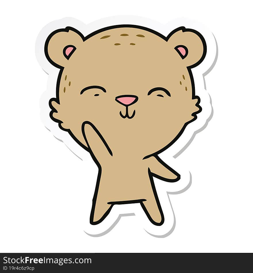 sticker of a happy cartoon bear