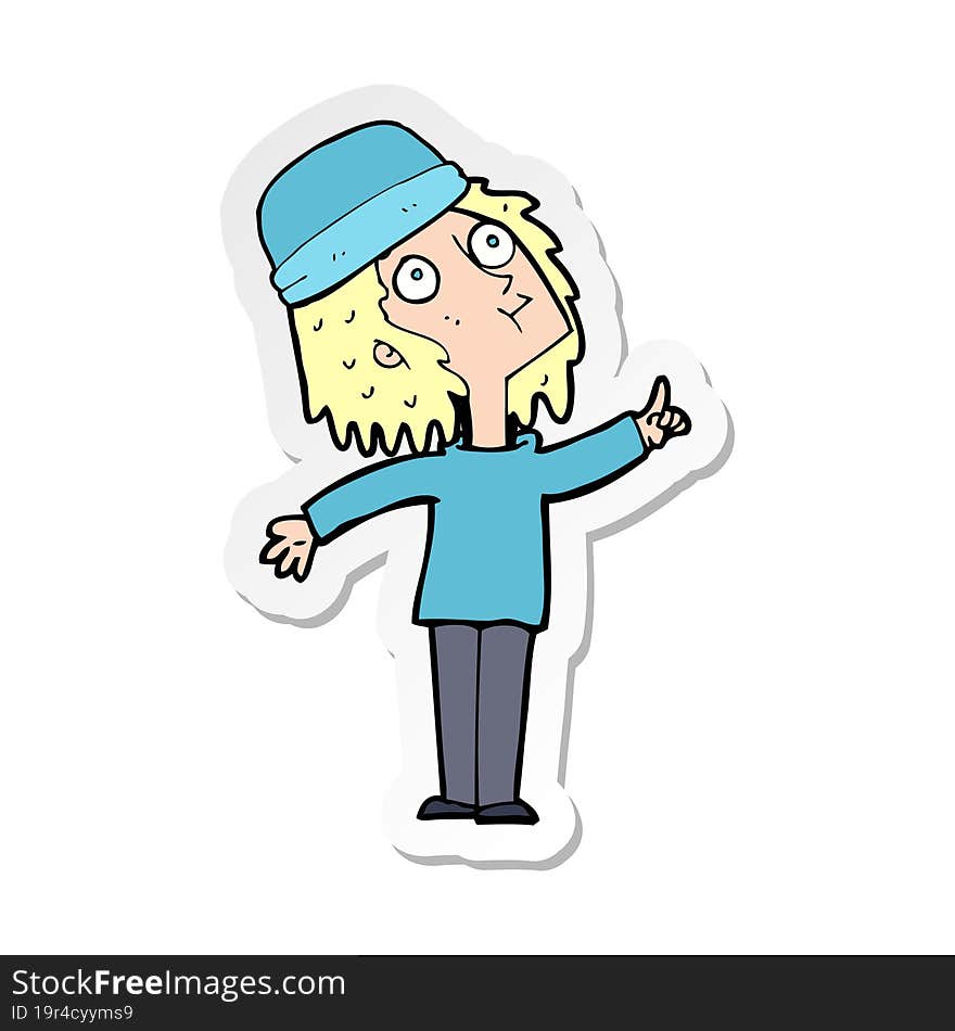 sticker of a cartoon woman wearing winter hat