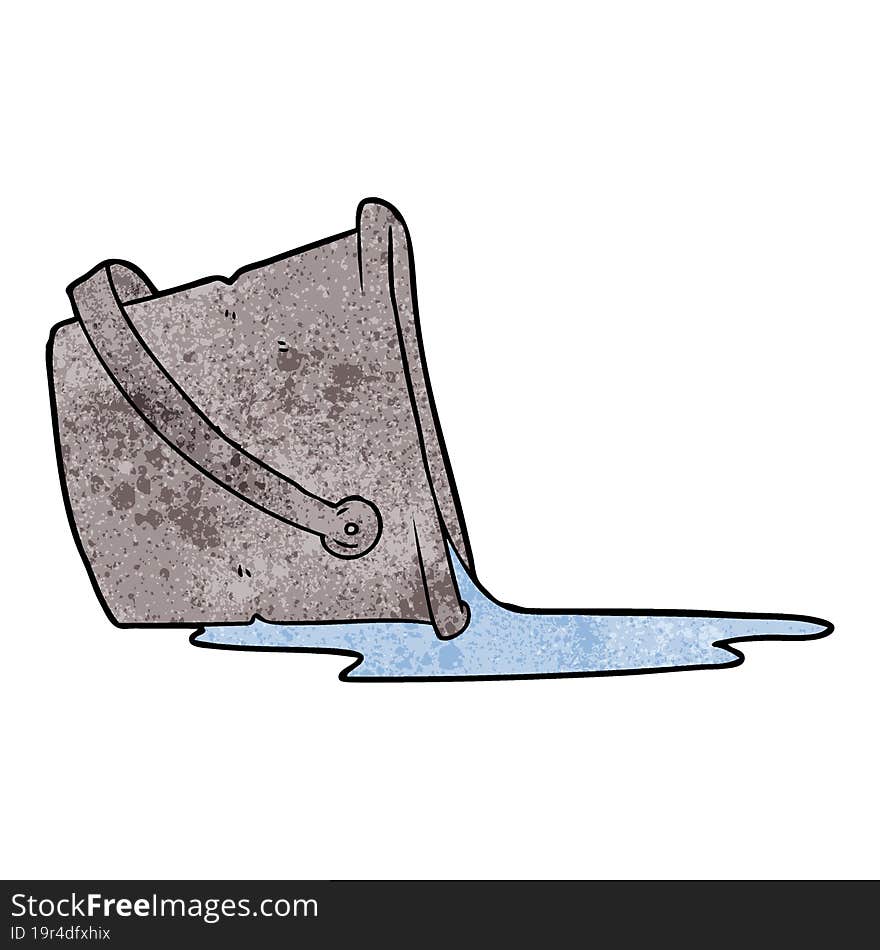 cartoon spilled bucket of water. cartoon spilled bucket of water