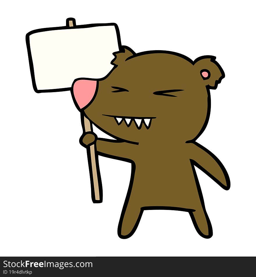 angry bear cartoon protesting. angry bear cartoon protesting