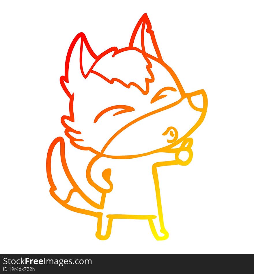 warm gradient line drawing cartoon wolf pouting