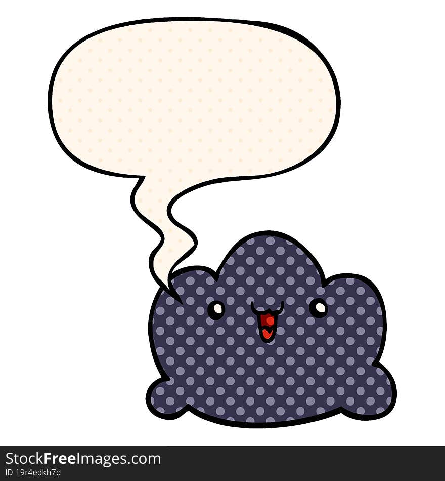 cartoon cloud and speech bubble in comic book style