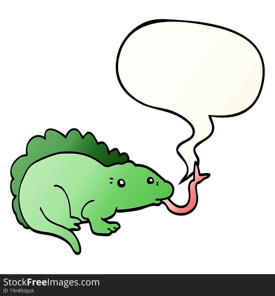 cartoon lizard and speech bubble in smooth gradient style