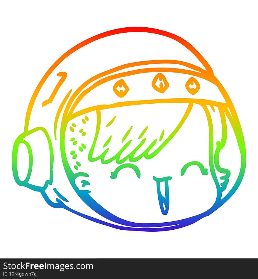 rainbow gradient line drawing cartoon happy astronaut face