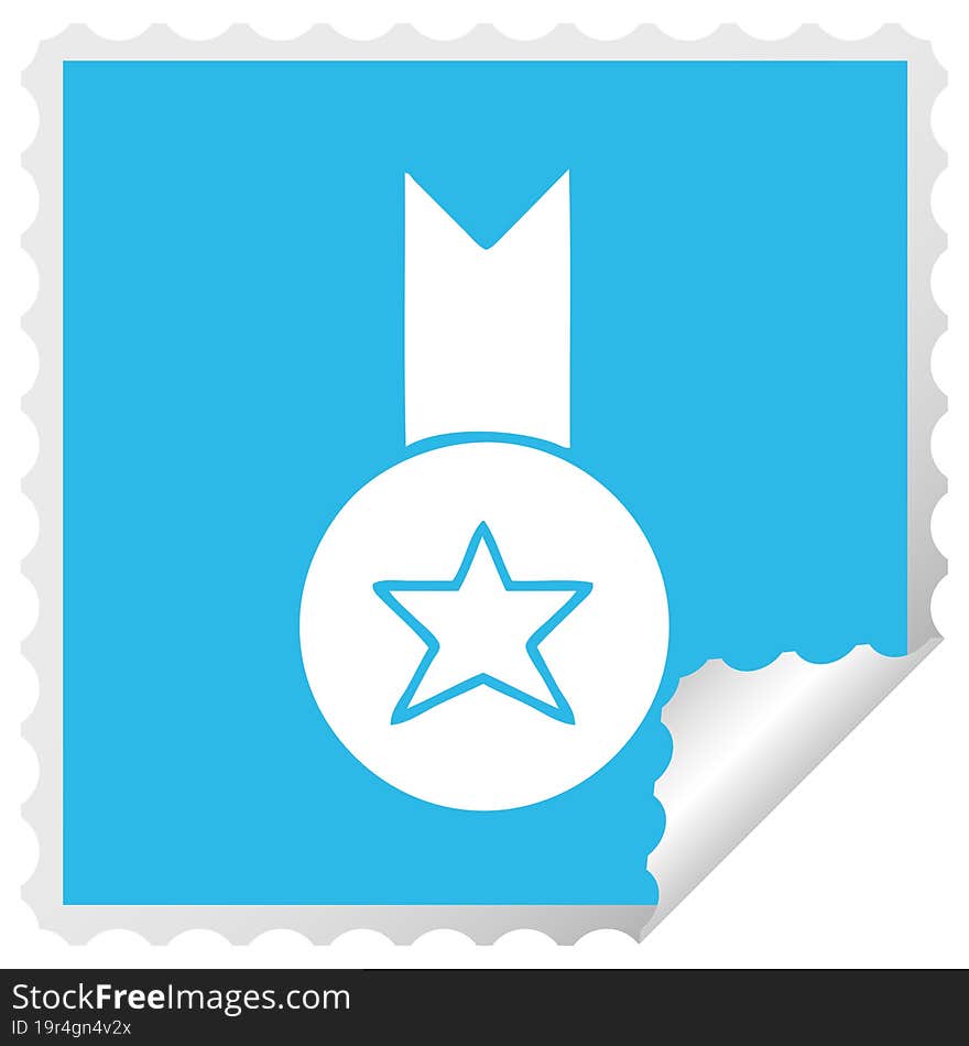 Square Peeling Sticker Cartoon Gold Medal