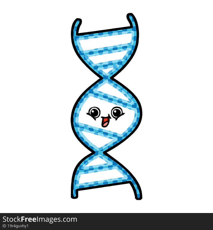 comic book style cartoon of a DNA strand