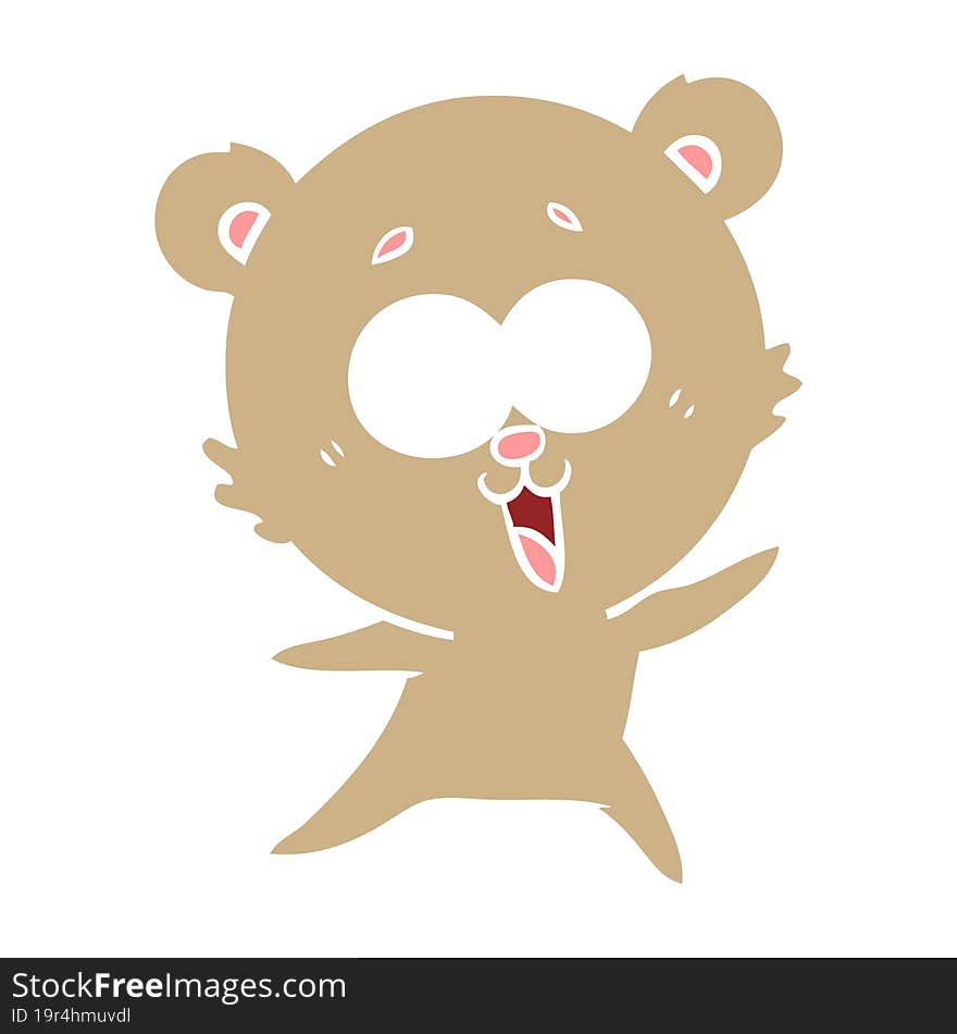 laughing teddy  bear flat color style cartoon