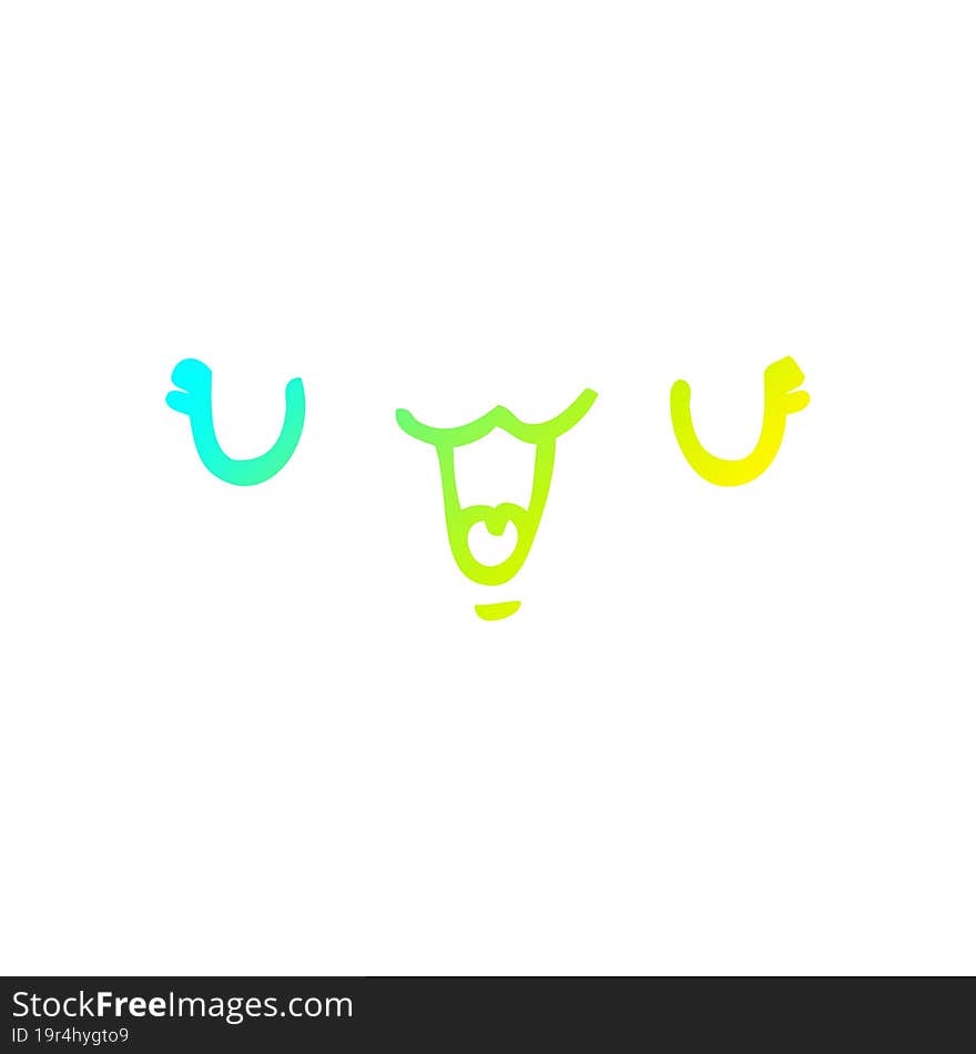 cold gradient line drawing cute happy cartoon face