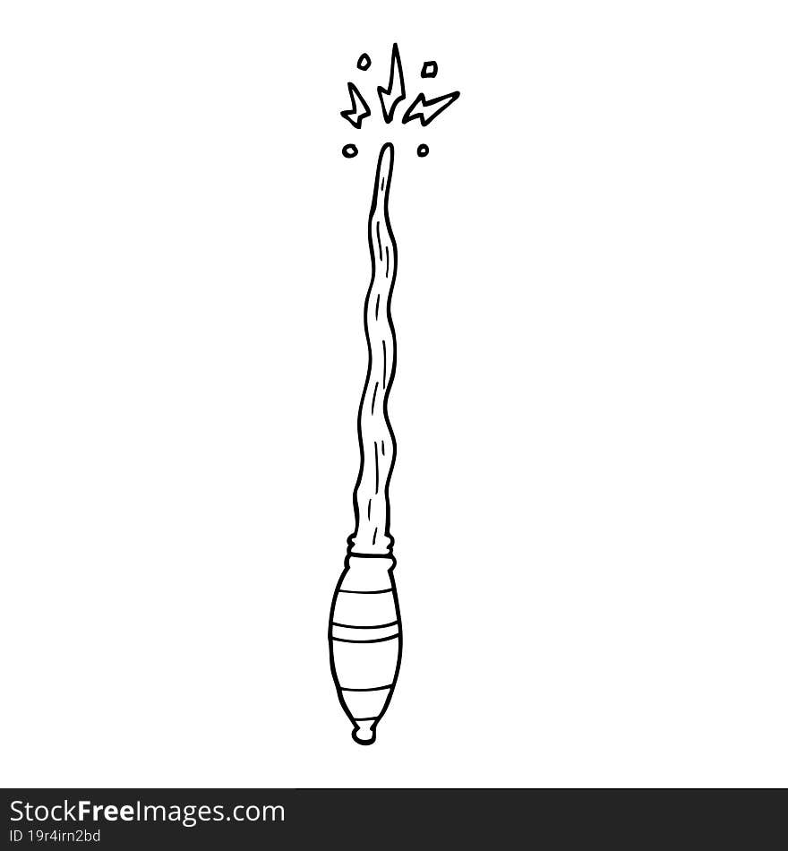 line drawing cartoon magic wand