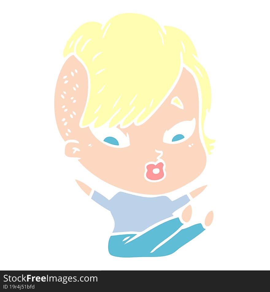 flat color style cartoon surprised girl falling over