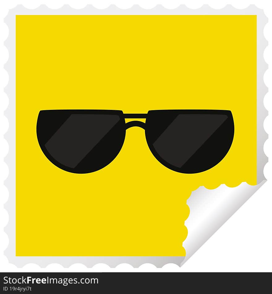 sunglasses graphic vector illustration square sticker stamp