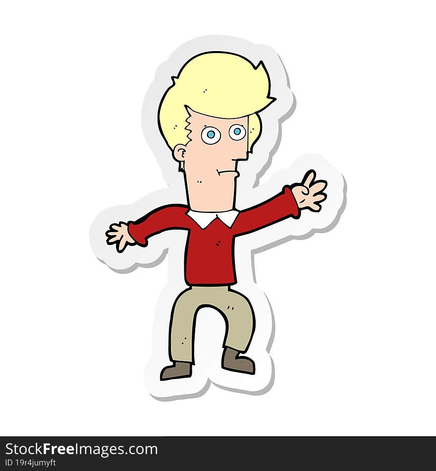 Sticker Of A Cartoon Man Waving