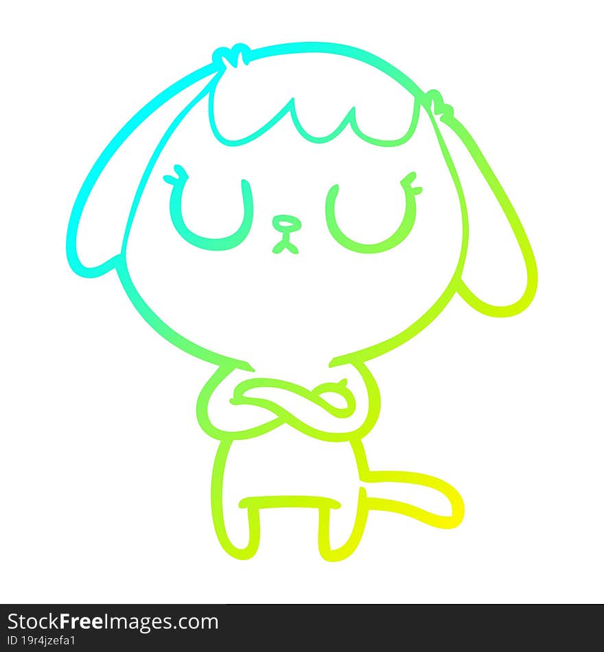 Cold Gradient Line Drawing Cute Cartoon Dog