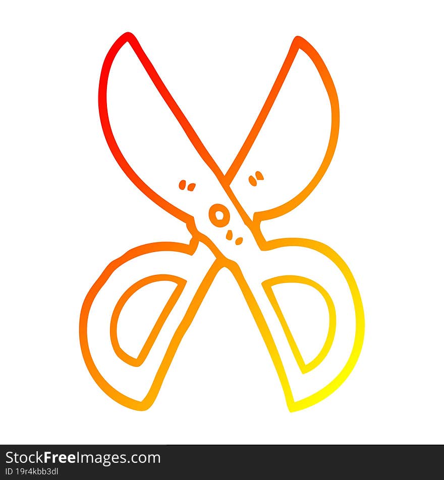 warm gradient line drawing cartoon open scissors