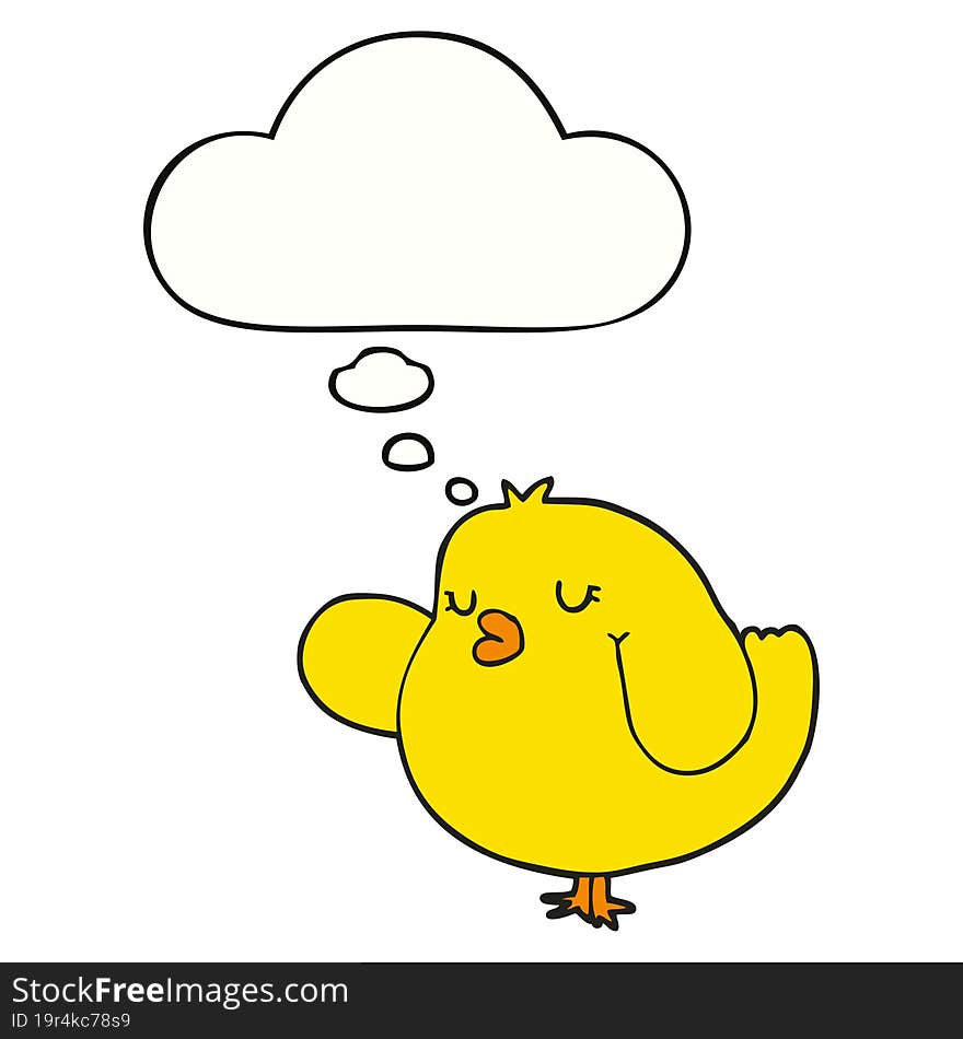 cartoon bird with thought bubble. cartoon bird with thought bubble