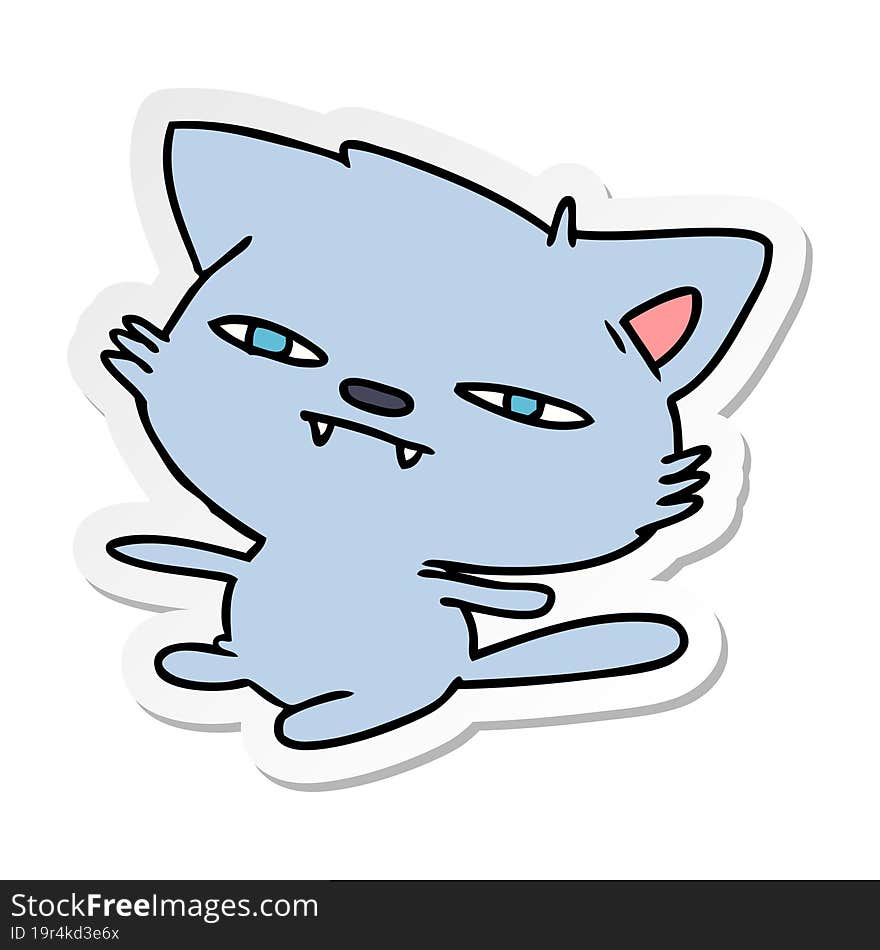 sticker cartoon of cute kawaii cat