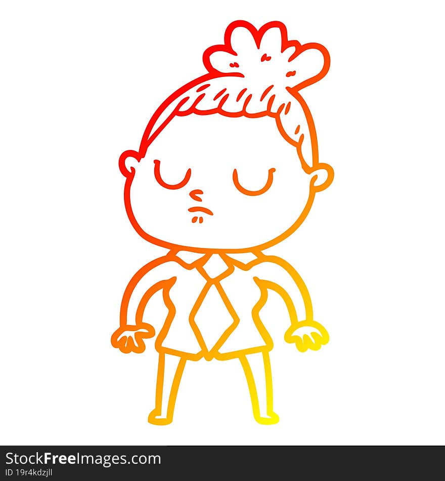 warm gradient line drawing cartoon calm woman