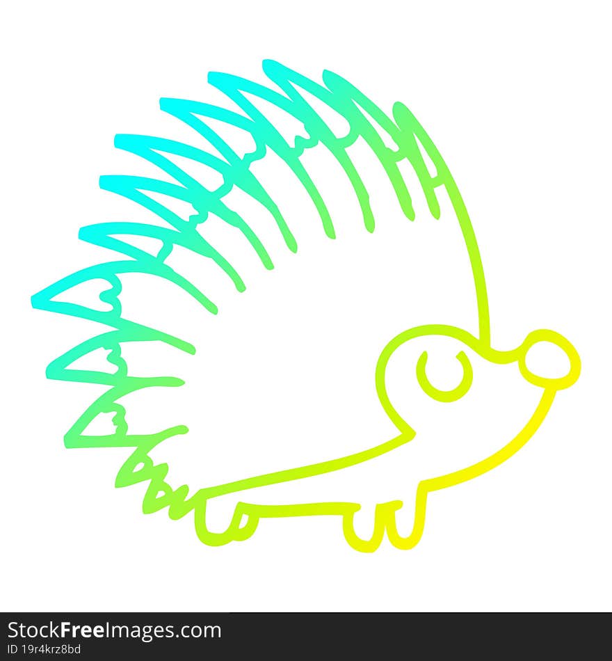 cold gradient line drawing cartoon spiky hedgehog