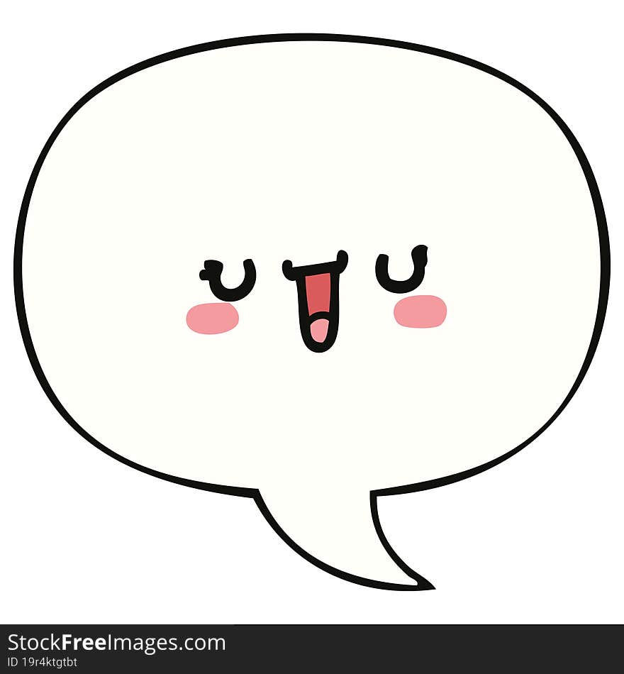 Happy Cartoon Face And Speech Bubble