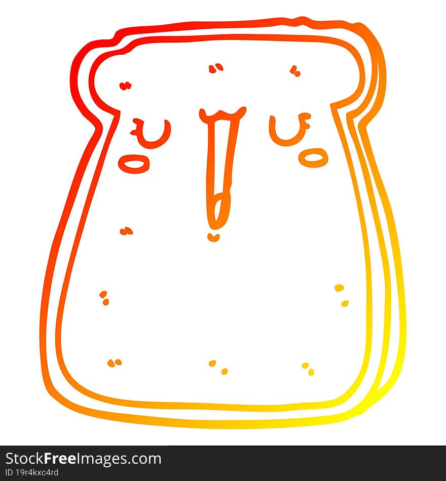 Warm Gradient Line Drawing Cartoon Toast