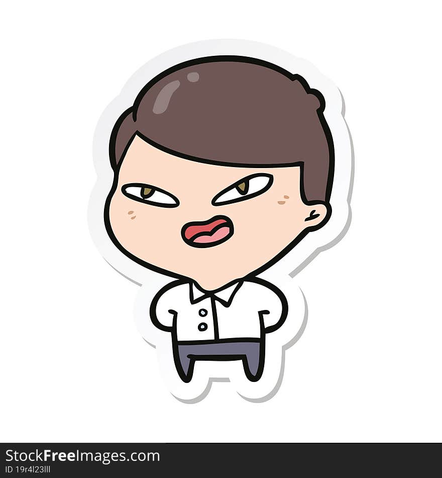 Sticker Of A Cartoon Happy Business Man