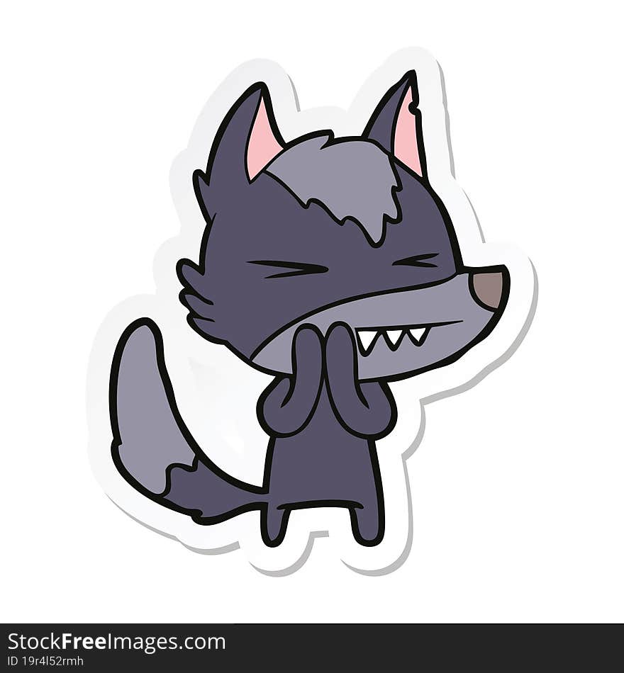 sticker of a angry wolf cartoon