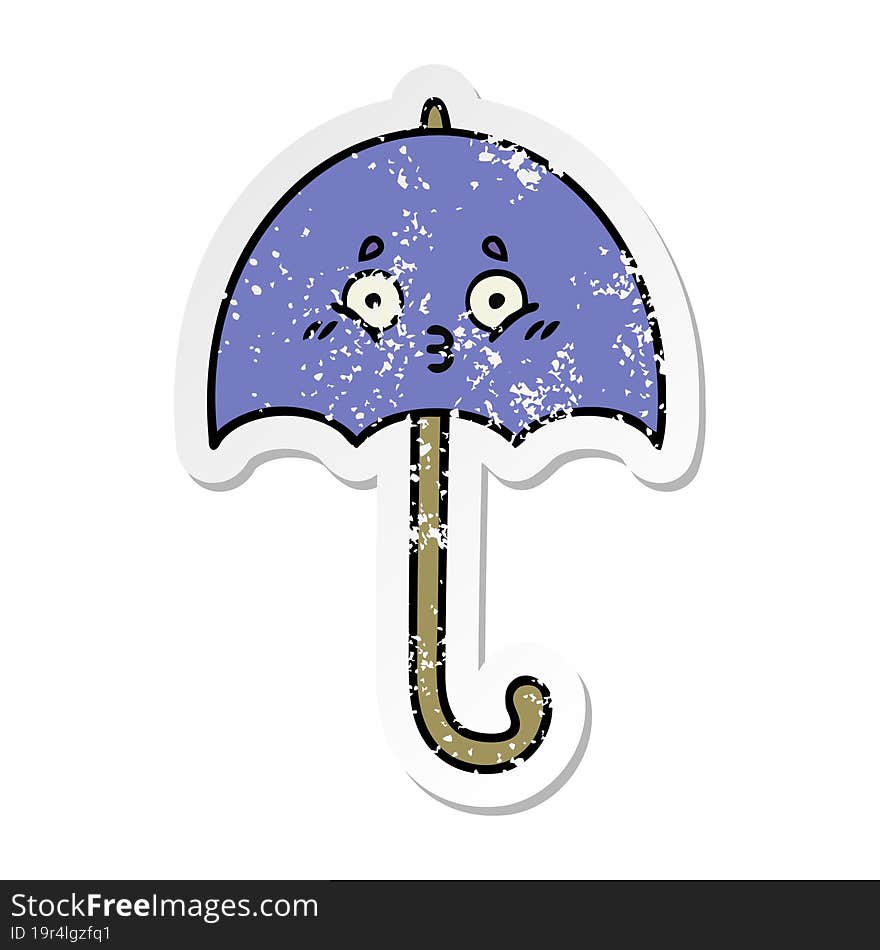 Distressed Sticker Of A Cute Cartoon Umbrella