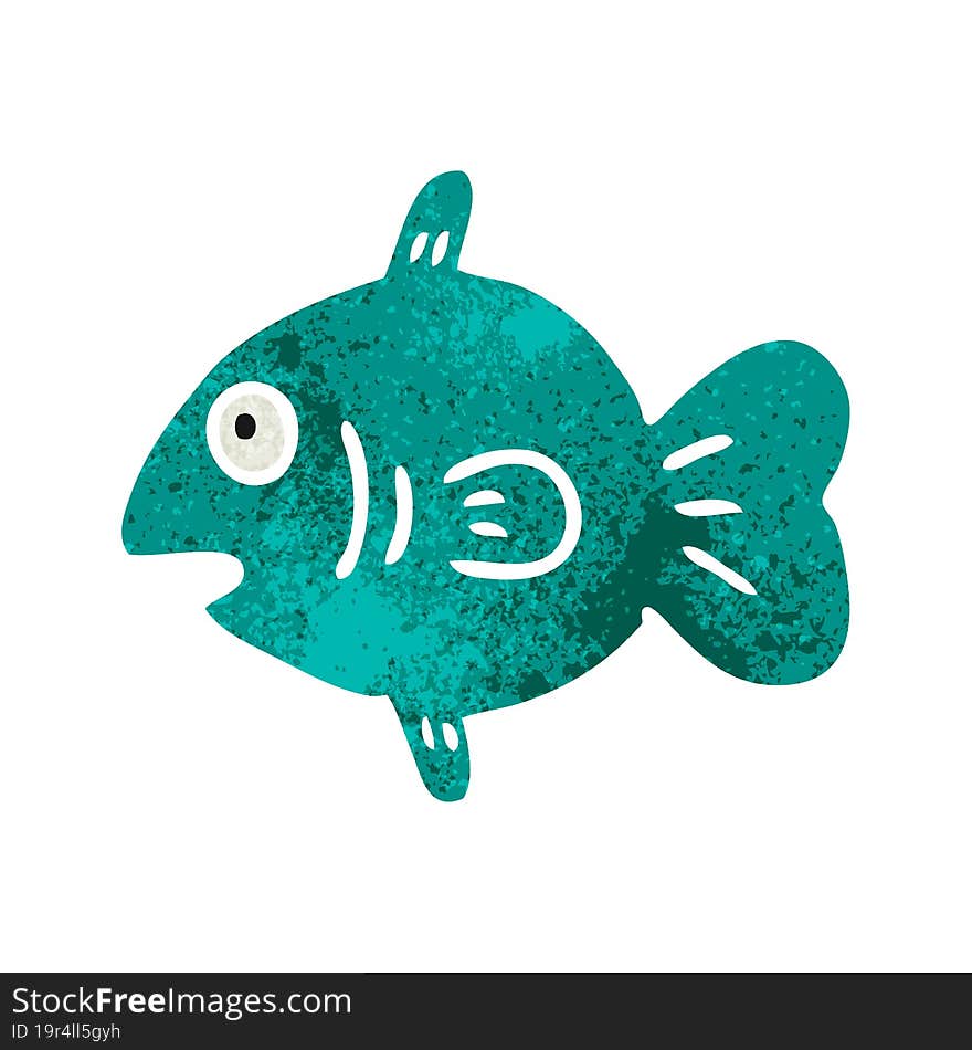 hand drawn retro cartoon doodle of a marine fish