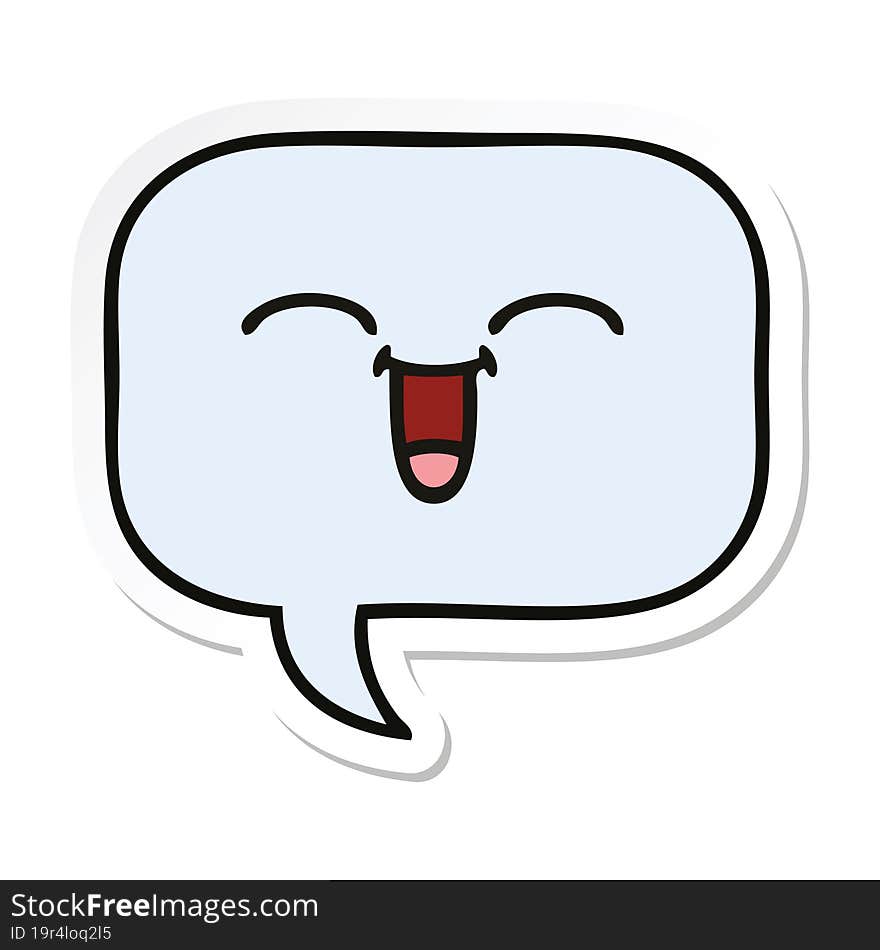 Sticker Of A Cute Cartoon Speech Bubble