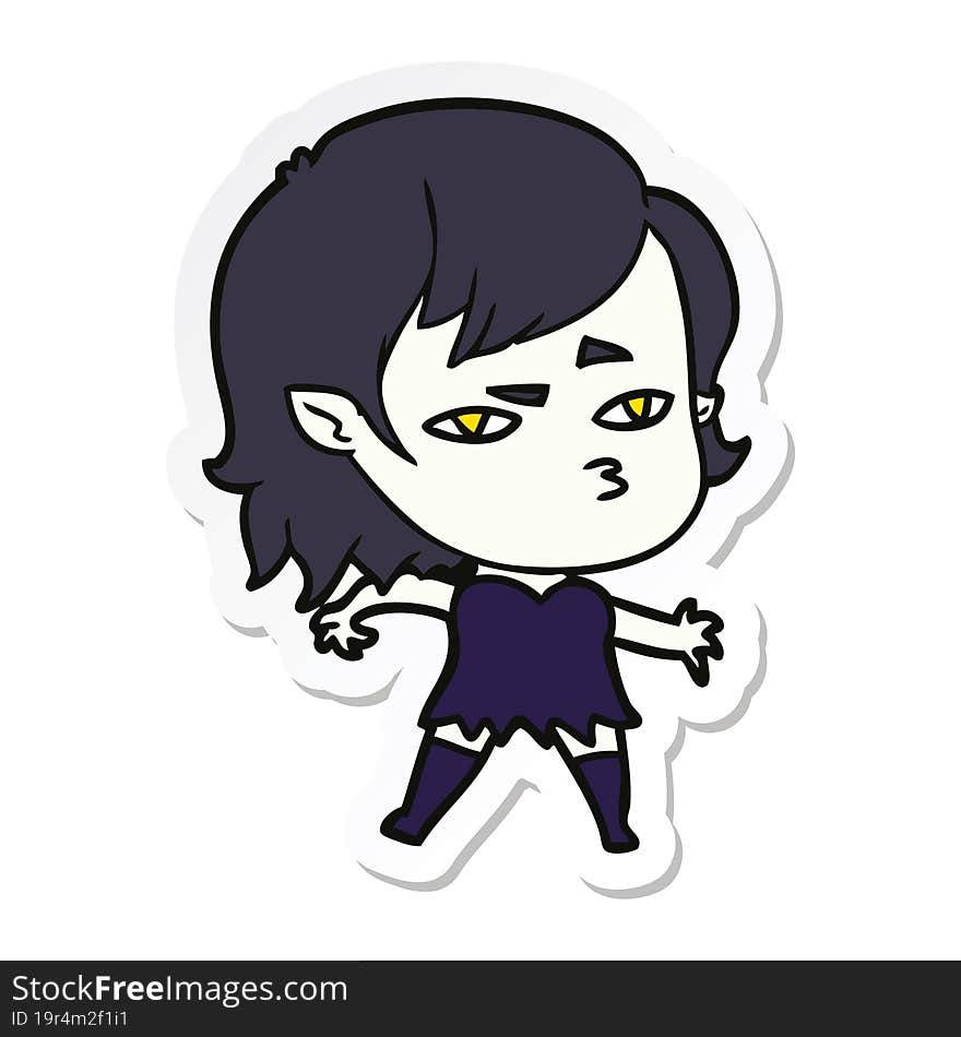 Sticker Of A Cartoon Vampire Girl