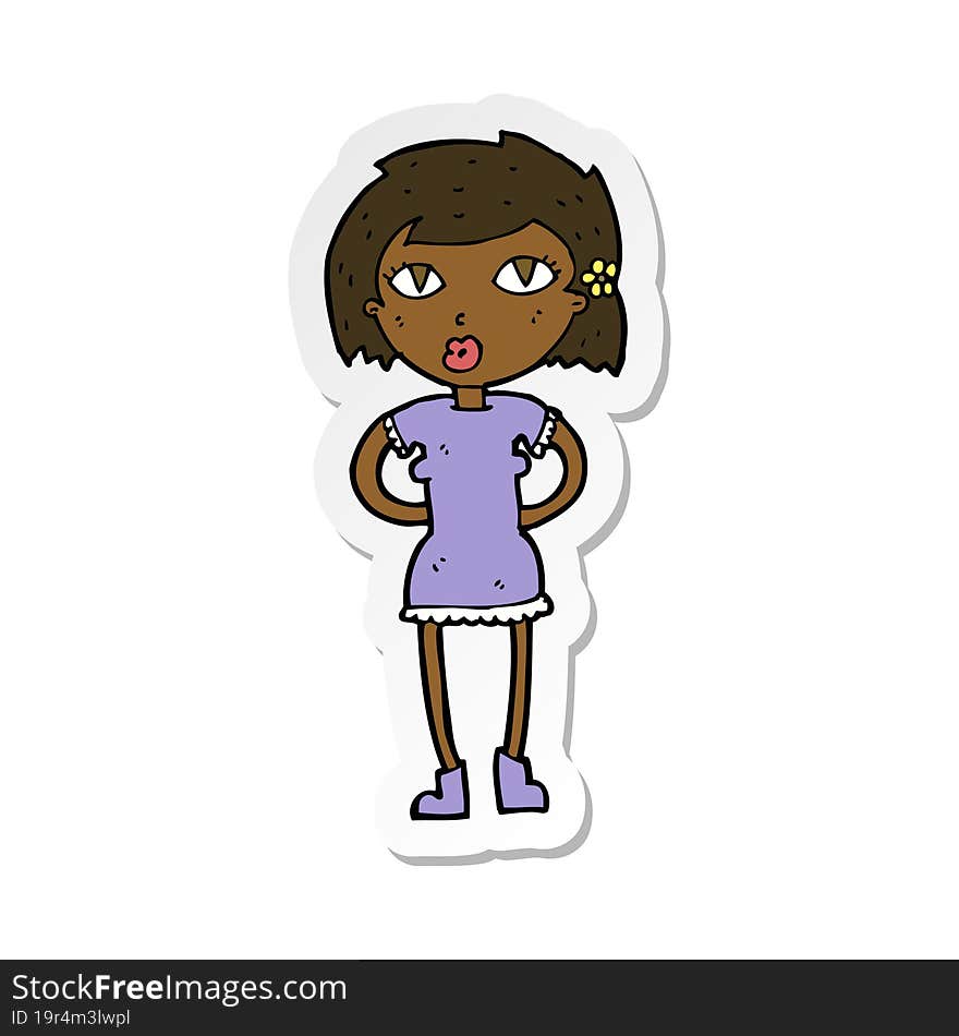 sticker of a cartoon woman