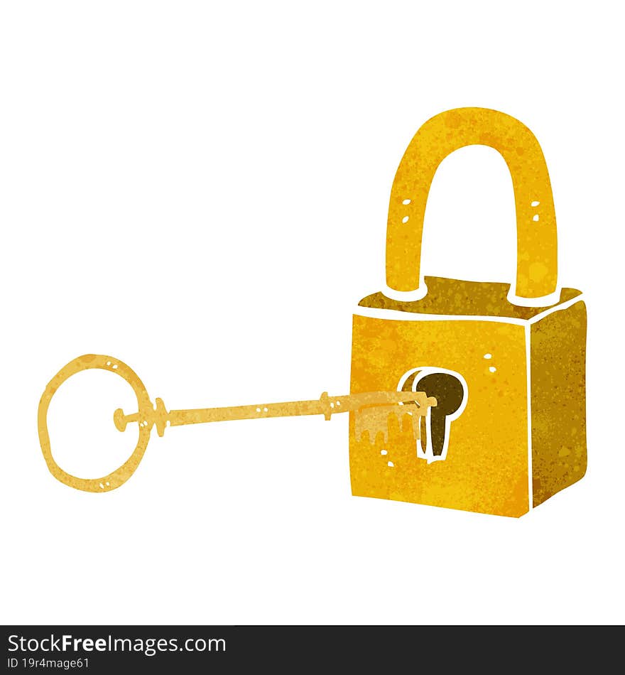 cartoon padlock and key