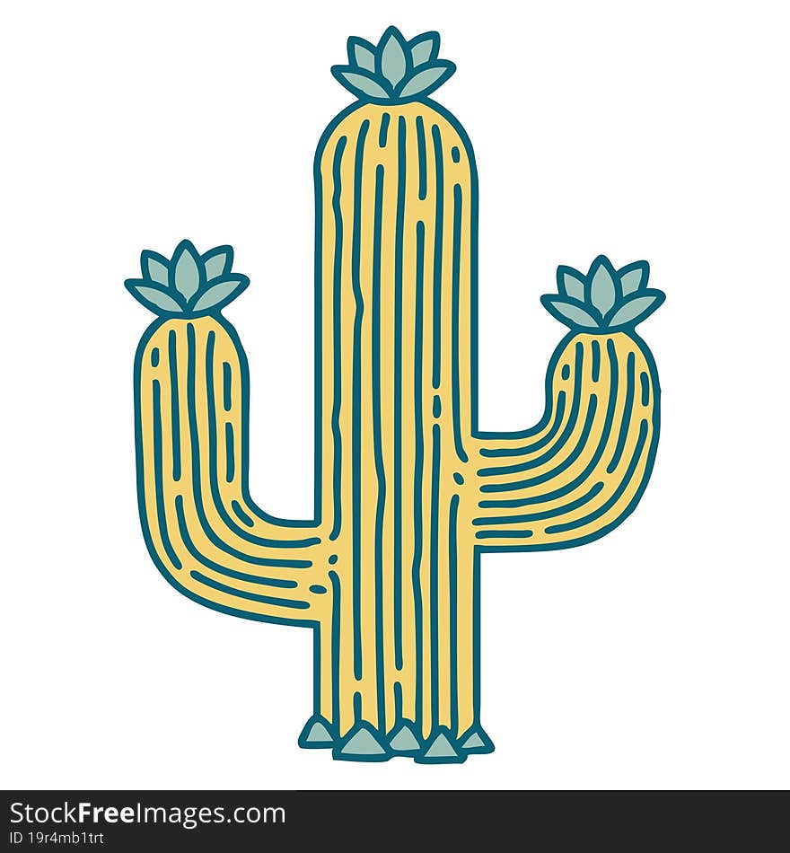 tattoo style icon of a cactus