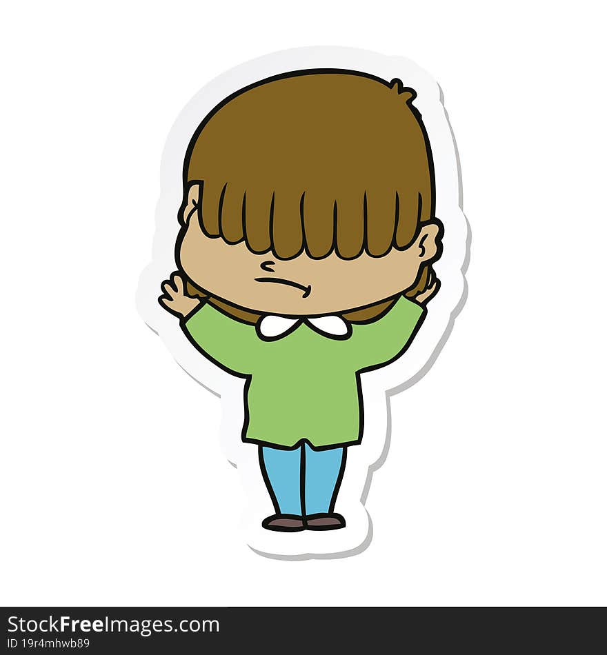 sticker of a cartoon boy with untidy hair