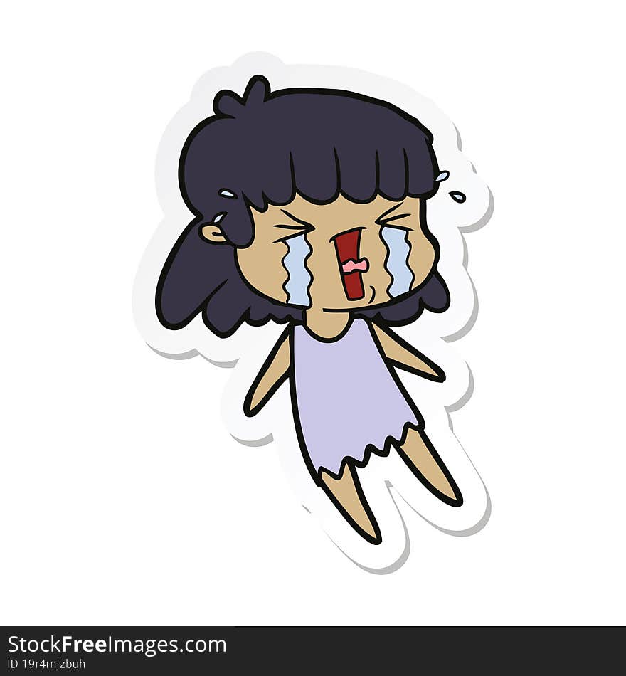 sticker of a cartoon woman in tears