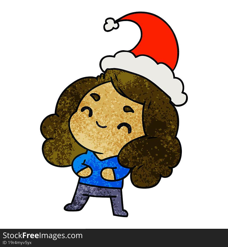 Christmas Textured Cartoon Of Kawaii Girl